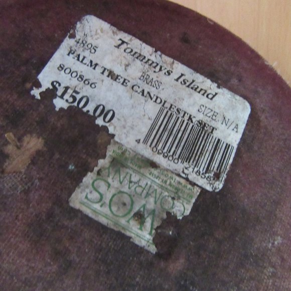 Vintage Two's Company Tommys Island palm tree metal candlesticks - set of 3 - Picture 7 of 7